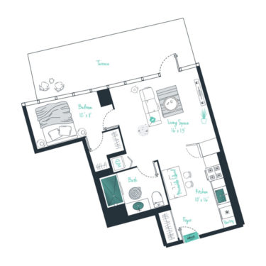 Rendering of the A01  Floor Plan